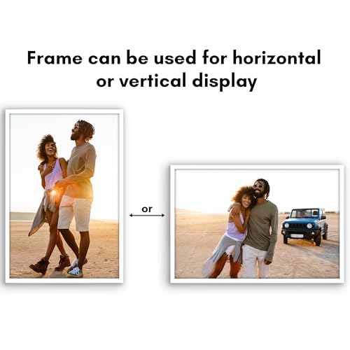 Image of Americanflat 16x24 Poster Frame with Polished Plexiglass - Streamline Collection - Thin Border Picture Frame for Wall Display - Hanging Hardware Included - White
