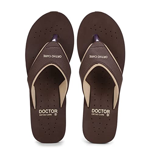 DOCTOR EXTRA SOFT Chappal Care Orthopaedic and Diabetic Comfort Doctor Flip-Flop and House Slipper's para mujer, Marrón, 3 UK