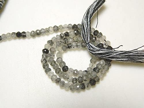 Quartz rutilé noir de prestige en perles facettées de 4mm - 3