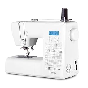 MEDION Digitale Nähmaschine SD36 (36 Watt, einstellbare Stichlänge und Stichbreite, 270 Stichmuster, LED Nählicht, automatischer Einfädler, Fußpedal, Rückwärtstaste, Fadenschneider, MD11881) weiß