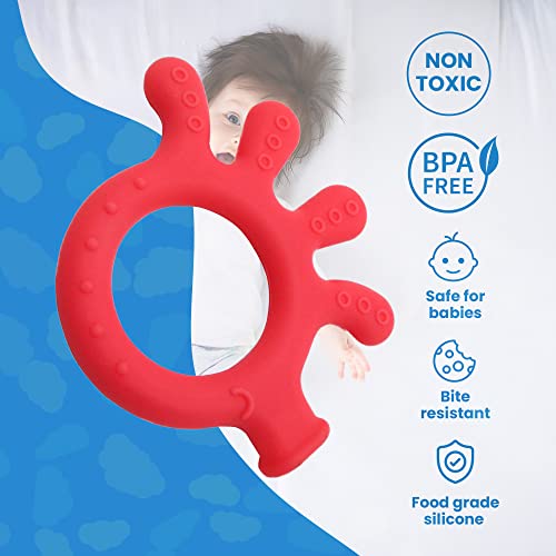 Image of Gadgetime USA Silicone Baby Finger Teether Toy - Handheld Teething Relief Toy for Babies, Toddlers, Infants, Girls & Boys - Baby Chew Toy - Stimulating & Soft Soothing Chew Toys - BPA Free