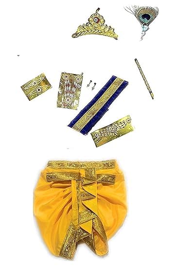 ARNIK FANCY DRESS Krishna Dress for Baby Boy Kids Set of 7(Mukut,Morpankh,Bansuri,Kamarband Pair,Bajuband Pair,Kundal Pair,Baajuband) Little Krishna Ji Dress (2-3 Years, Yellow) (B0D8WTMKZS) Amazon Price History, Amazon Price Tracker