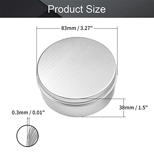 Image of Othmro 5pcs 5.1oz Metal Round Tins Aluminum Tin Cans Containers with Screw Lid, 83 * 38mm(DxH) Silver tin cans for Salve, Spices, Lip Balm, Tea or Candies 150ml