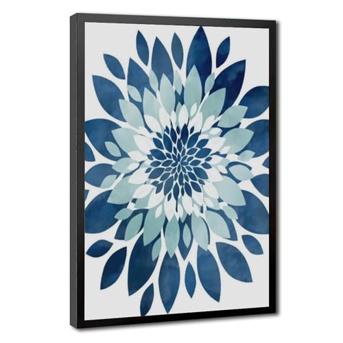 Toile fleurs aquarelle bleu vert 50,8x76,2 cm pour salon