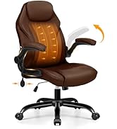 Office Desk Chair, Ergonomic Computer Chair with Padded Flip-Up Arms and Adjustable Lumbar Suppor...