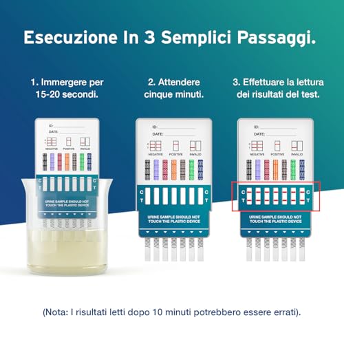 5 x Aydmed test antidroga per test antidroga per sette farmaci | Test antidroga per l'urina | Test per cocaina, oppiacei, metadone, anfetamine, cannabis, estasi e benzodiazepine - 7