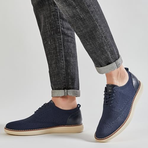 Image of Men's Mesh Dress Sneakers Casual Oxford Shoes Lightweight Walking Shoes Breathable Wingtip Shoes Knit Brogue Sneakers