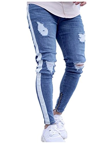 Letuwj Men's Jean Denim Extensible Slim Trousers