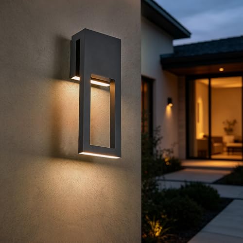 Image of Outdoor Wall Sconce with Photocell Sensor, Dusk to Dawn Outdoor Lighting for Patio Garage & Front Door, Durable Waterproof Exterior Lighting Fixture, Black Outside Light Fixture 1 Pack