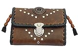  Geldbörse Leder braun Nieten Conchos Indian Western Style 13x10 cm