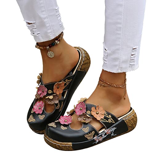 ticticlily Pantoletten Damen Slip On Mule Hausschuhe Sommer Leicht Pantoletten mit Atmungsaktive Freizeit Schuhe rutschfest Weiche Sohle Gartenschuhe Cover