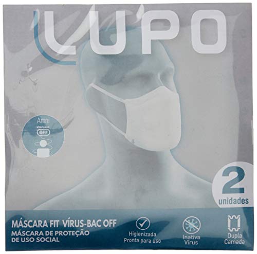 Kit com 2 Máscaras Bac OFF Microfibra Lupo, Branco, U Branco Único