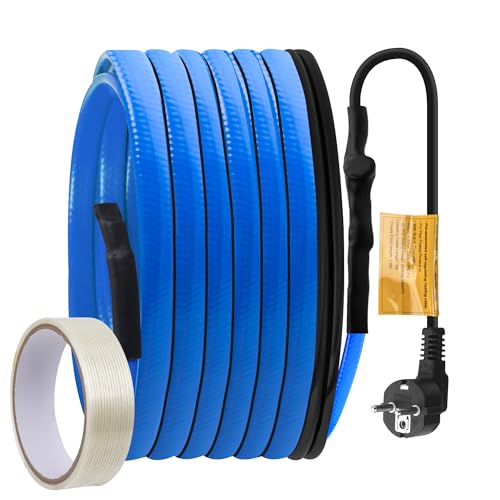 Câble Chauffant Antigel,Ci-Fotto Câble Chauffant Autorégulant(4,5M, 25W/M) avec Thermostat Intégré pour Protéger Conduites d'eau,Tuyaux de Maison en Métal/Plastique,Gouttières,Abreuvoirs de Pâturage