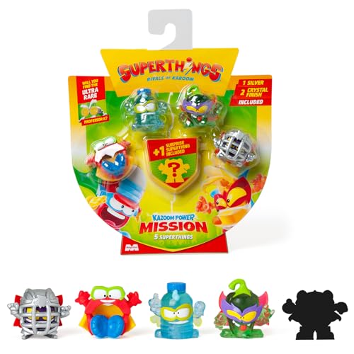 SUPERTHINGS KAZOOM Power Mission – Pack de 5. Contiene 5 SuperThings (Incluye 1 Figura Sorpresa y 1 SuperLíder Plateado). Pack 5 de 6