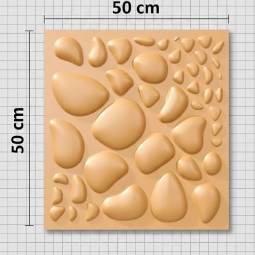 Image of Kayra Decor 3D PVC Wall Panels - Pabble Design,Mustard Yellow Color, 19.7 inch x 19.7 inch (Pack of 40) | Covers 107.60 Sq. Ft. |