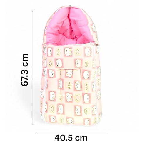 Image of VoiDrop Velvet Baby Carry Bed Infant Lounger Sleeping Bag 3 in 1 for New Born Babies | Baby Portable Travelling Bed for Infants Premium QULAITY with Super Soft Inner (Rose Pink)