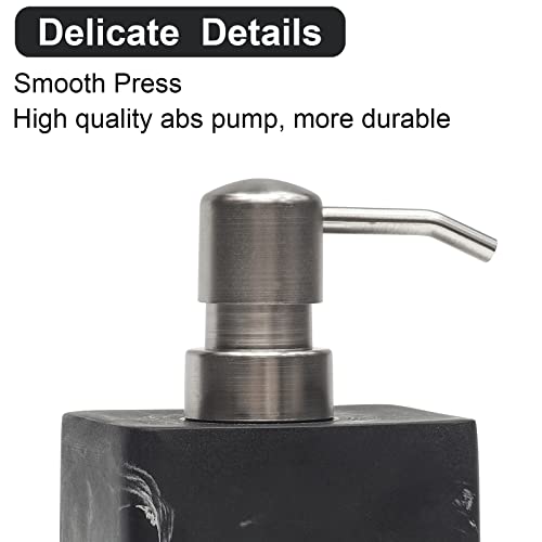 Suanti 2Pcs Hand Soap And Lotion Dispenser Sets For Bathroom Countertop,Black Marble Texture Resin Stone Liqiud Dish Soap Dispenser For Kitchen Sink,Refillable-15 Oz/445Ml #TOP2
