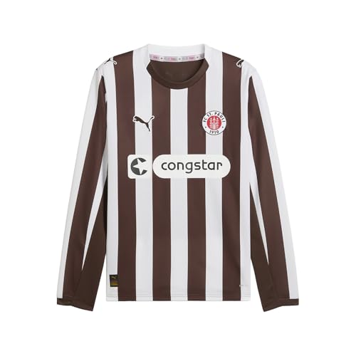 PUMA Mens Fc St. Pauli 2526 Crew Neck Long Sleeve Home Jersey Casual - Brown, White - Size M
