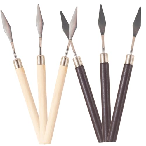 TEHAUX 6 Piezas Barra de Pegamento para uñas Mezclador de Maquillaje Mezclador de Esmalte de uñas Pinceles Clavo Gel espátula cosmética Larga Palos para Mezclar Pintura Grano de Madera