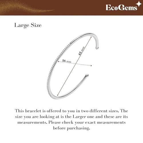 14K White/Yellow Gold Plated Silver Bangle Bracelet With 0.40 TCW Lab Grown Diamond/Moissanite/Lab Grown Paraiba Bracelet For Women, Gift For Her Jewelry For Women4