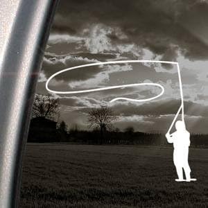 Fly Fishing White Sticker Decal Art Laptop Bumper Notebook White Sticker Decal