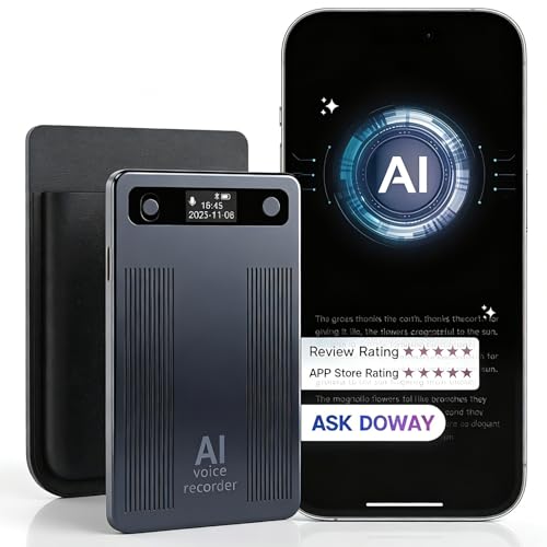 AI Voice Recorder, Transcribe & Summarize with AI, App Control, Supports 120+ Languages for Lectures, 64GB Memory, Audio Recorder for Lectures, Meetings, Calls, Blue