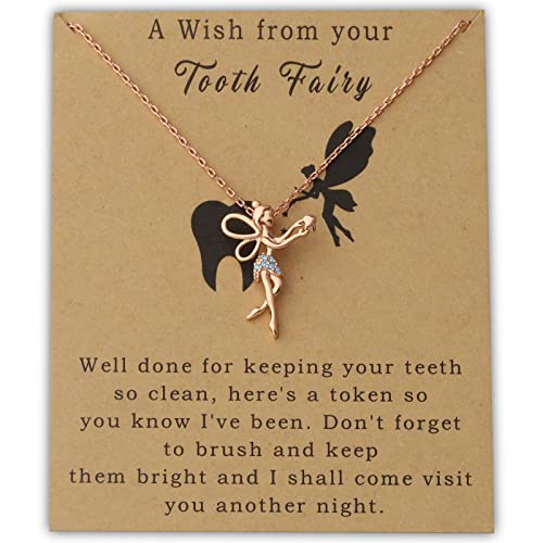 PLITI Fairy Necklace For Dentist Dental Hygienist Assistant Jewelry Fairy Wings Birthstone Necklace Sisters Birthday Gift