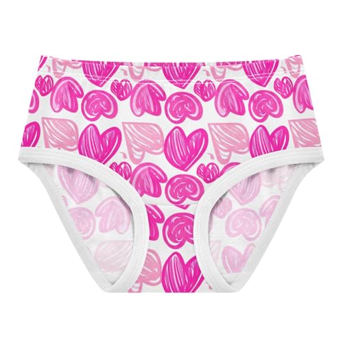 Pink Cartoon Hearts White Girls Underwear Toddler 2t Cotton Panties Little Girl Fancy Briefs Kids Undies