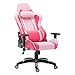 chairus Fauteuil Gaming Ergonomique en Cuir PU Chaise de Bureau Pivotante Racing Inclinable Chaise avec Accoudoirs Réglables et Soutien Lombaire (Rose)