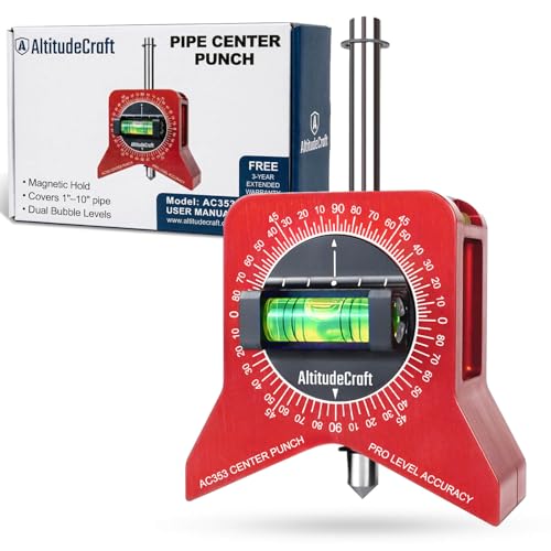 AltitudeCraft Magnetic Pipe Center Finder Punch Tool 110 Inch Fitter Layout Equipment with Bubble Levels and 360 Degree Dial for Accurate Marking