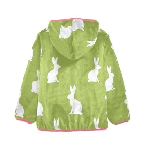 OTVEE Easter Cute Rabbits on Green Kids Hoodie Jacket Fall Spring Full Zip Warm Outwear Coat2