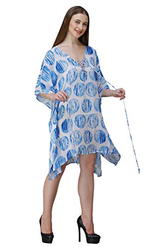Image of RAVI RAJORIA Georgette Digital Printed Beach Wear Kaftan Blue Free Size R800 | Multi Color 2