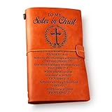NGAEAK Sister in Christ Gifts Leather Journal Notebook, Christian Gifts for Women, Christian Sister Gifts Engraved Vintage Leather Travel Journal