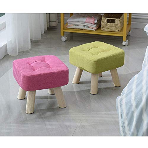 Tabouret bas en bois massif jaune NMDCDH petit banc de salon lavable taille S - 8