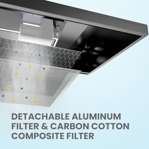 Image of COMFEE' 30 Inch Under Cabinet Range Hood, 200 CFM Slim Stove Vent Fan in Black Finish, Ductless /Ducted Convertible Vent Hood for Kitchen, 2-Speed Exhaust Fan with 2 Reusable Filters