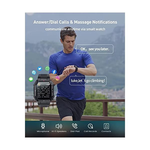 PODOEIL Military Smart Watch for Men with Call (Answer/Make), Outdoor Tactical Sports Smartwatch, Rugged 1.85" HD Big Screen Fitness Tracker, Health Sleep Monitor, Compatible with Android iOS Samsung - Image 3