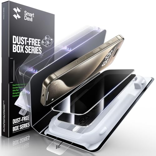 Image of SMARTDEVIL 2 Pack Privacy Screen Protector for iPhone 15 Pro, [Anti-Spy] [Military-Grade Shatterproof] [9H Hardness] Tempered Glass, [Easy Installation] Bubble-Free & Case-Friendly, Dust-Free Box