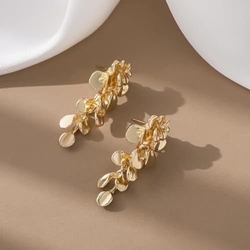 Chic Dangle Flower Earrings for Women, Boho Statement Elegant Vintage Thick Unique Chunky Floral Jewelry Petal Earrings for Formal Wedding Birthday2