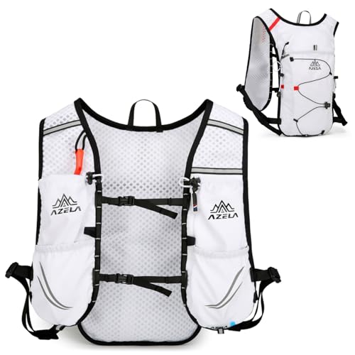 Azarxis Mochila de hidratação para caminhada, corrida, mochila de 10 litros, colete para mulheres e homens, leve, ciclismo, trilha, corrida (branco - apenas mochila)