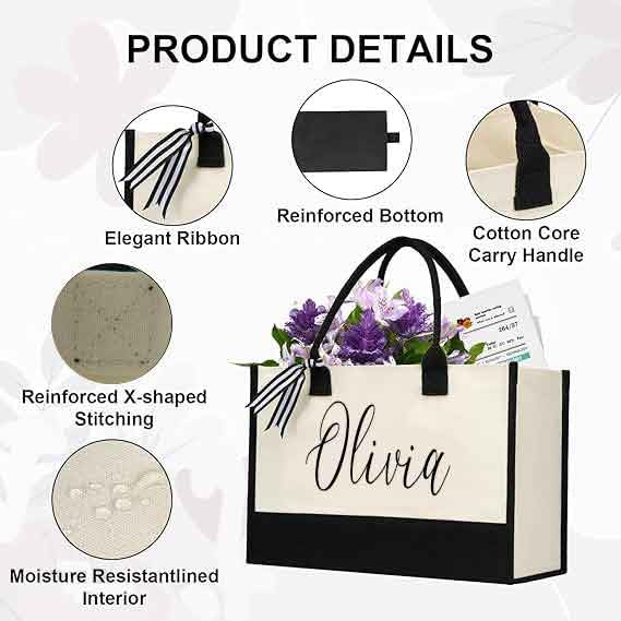Bolsa Tote personalizada de lona de algodón miniatura 4