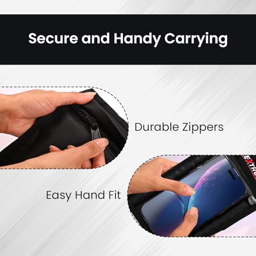 Image of Allextreme Mobile Holder Hand Free Pouch Bag with Adjustable Straps Buckles Water Resistant Phone Protection Case Cover Universal Fit Bike Accessory for All Motorcycles Scooty (Pack of 1, Black)