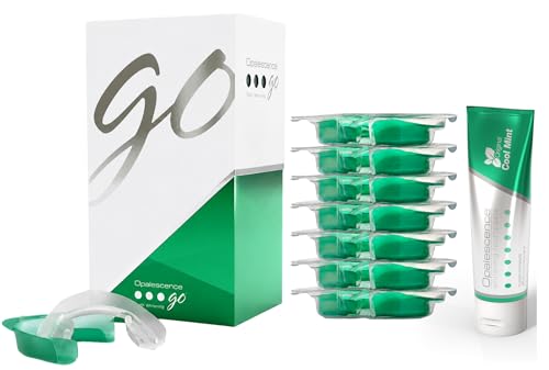 Image of Opalescence GO 15 Whitening Bundle - (7 Treatments) Hydrogen Peroxide Prefilled Teeth Whitening Trays and Travel Original Whitening Toothpaste 1 Oz - Mint Flavor - 6238-1