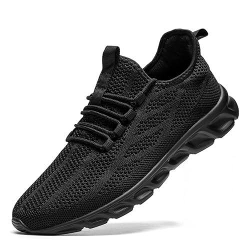 WCIDFY Tennis Shoes Men Non Slip Gym Shoes Running Shoes for Men Lightweight Workout Sports Shoes Fashion Athletic Sneakers Black Size 9.5
