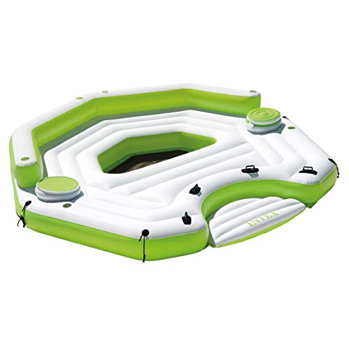 Intex Inflatable Key Largo Party Island Float with Built-in Coolers & Cupholders