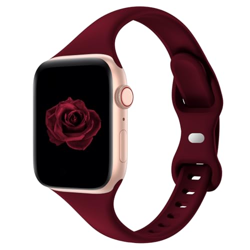Image of Acrbiutu Bands Compatible with Apple Watch 38mm 40mm 42mm 44mm, Slim Thin Narrow Silicone Sport Accessory Strap Wristband for iWatch Series 1 /2 /3 /4 /5 Women Men