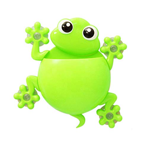 Hemoton Kids Toothbrush Toothpaste Holder Wall Mounted Cute Cartoon Frog Shaped Suction Cup Bathroom Storage Organiser Caddy For Decorations #TOP5
