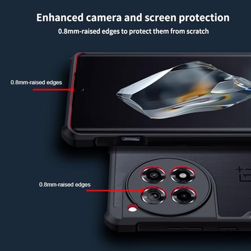 Image of for Oneplus 12R Case,Ultra-Thin Lightweight Cover Soft TPU Bumper + Acrylic Back Military Grade Airbags Shookproof Drop Protection, Black