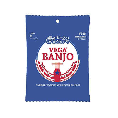 Vega® Banjo Strings – Nickel, Light Gauge | 5-String Set for Bluegrass, Clawhammer & Folk | Long-Lasting Nickel/Steel Alloy