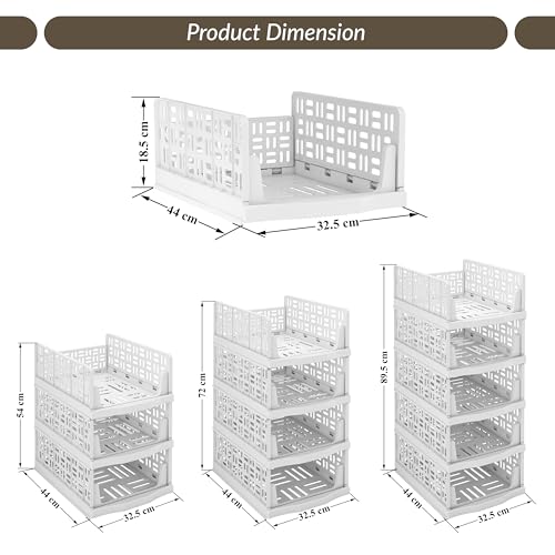 Image of Plantex 3-Tier Organizer for Wardrobe Cupboard for Clothes Foldable /Stackable Closet /Multi-Purpose Drawer Organizer (Plastic, White)