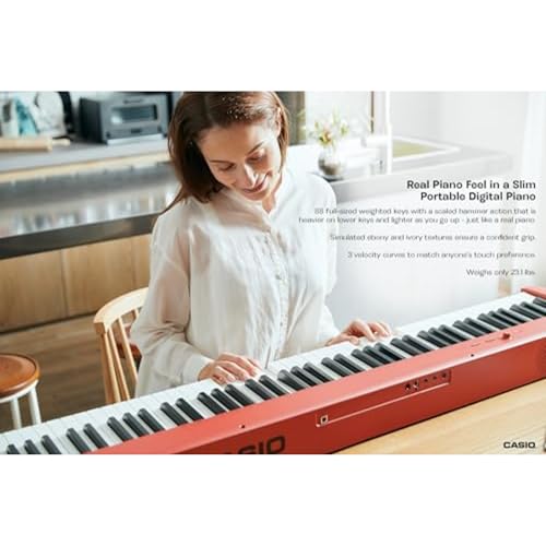Image of Casio CDP-S160 - 88-Key Weighted Digital Piano with Scaled Hammer Action Keyboard | Duet Mode for Students | Realistic Feel, Slim & Portable | Built-In Tones, Effects, USB-MIDI, Speakers | Red